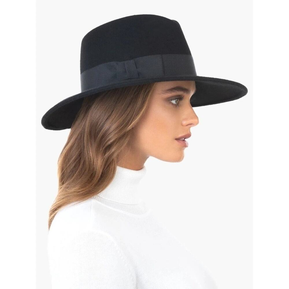 Patina The Lark Black Wool Wide Brim Fedora Hat Handcrafted in Ecuador Large - Picture 2 of 9